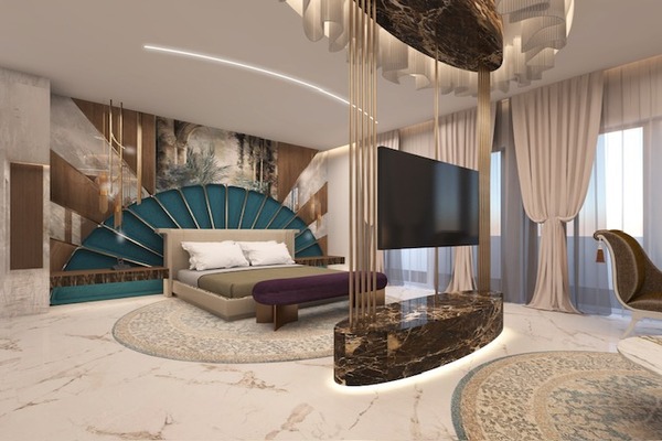 Bed room in presidential suite., Syria